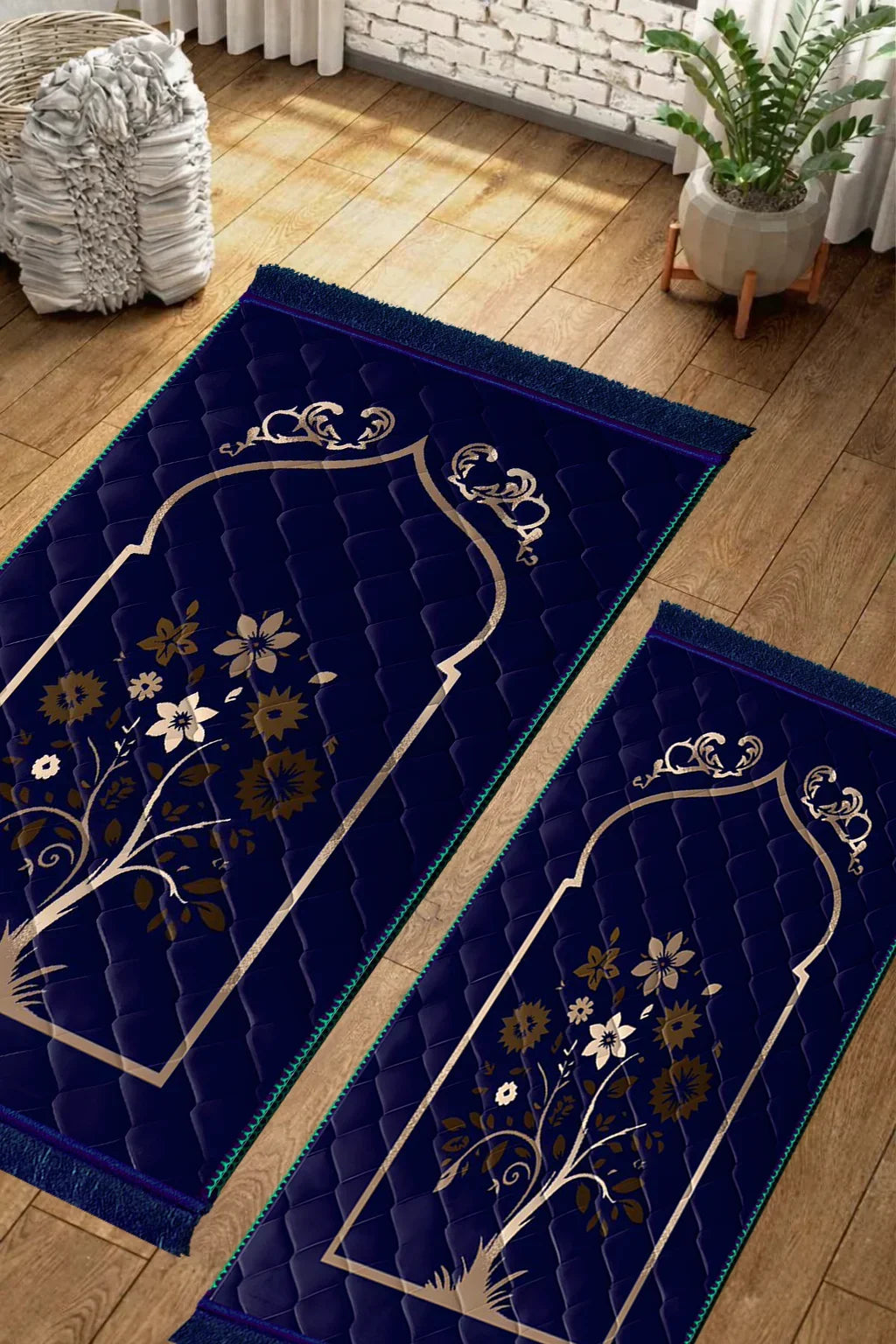 Navy Blue Colorfull Flower - Couple Pack