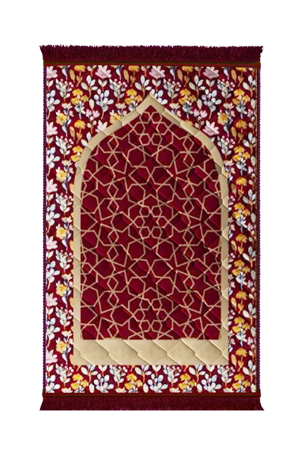 Gumbad And Flowers - Mahroon